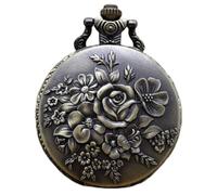 GeRRiT Orologio da tasca, fiori in fiore retrò Orologio da tasca Orologio con pendente in bronzo Orologio con display a numeri Orologio da collana per donna con catena