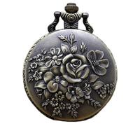 GeRRiT Orologio da tasca, fiori in fiore retrò Orologio da tasca Orologio con pendente in bronzo Orologio con display a numeri Orologio da collana per donna con catena