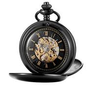 GeRRiT Orologio da Tasca Orologio Meccanico a Carica Manuale Cassa Liscia Numeri Romani Quadrante Orologio retrò Pendenti a Catena