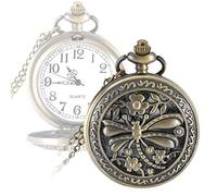 GeRRiT Orologio da tasca per infermiera Orologio a forma di libellula cava Orologio da tasca Orologio a catena regalo con pendente a collana retrò in lega, orologi da donna
