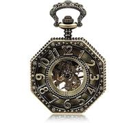GeRRiT Orologio da tasca retrò, commercio estero Hot Classic Retro Flip Hollow ottagonale meccanicomeccanico per uomo donna