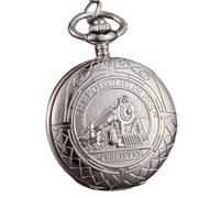 GeRRiT Orologio da tasca retrò, design frontale con treno argento retrò. Collana con ciondolo con pendente a catena meccanica vintage da uomo e da donna