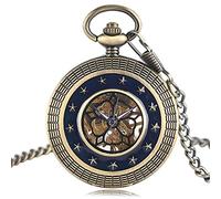 GeRRiT Orologio da tasca retrò, regalo retrò Steampunk Trendy meccanico a carica manuale in rame Vintage Cool Chain squisiti uomini Windup Women