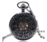 GeRRiT Orologio da tasca Spider Web Orologio da tasca meccanico in acciaio cavo nero Orologio da tasca meccanico vintage da uomo e donna con catena a mano con catena FOB regalo