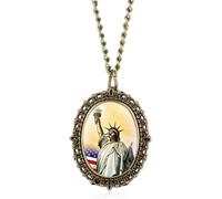GeRRiT PocketWatch Collana Retro Donna Fiore Viola Modello Farfalla Piccolo Orologio da Tasca Collana con Ciondolo Orologio Regalo di Compleanno per Ragazze, Statua della Libertà