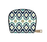 GERRIT Porta carte di credito RFID Art Tree Small Leather Zipper Card Case Wallet per donne uomini, Arabe Turquesa Texture, Taglia unica