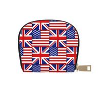 GERRIT Porta carte di credito RFID bandiera americana modello stelle piccolo cuoio cerniera porta carte portafoglio per donne uomini, Bandiera americana e bandiera dell'Inghilterra, Taglia unica