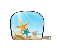 GERRIT Porta carte di credito RFID bellissimo colibrì floreale piccolo portafoglio in pelle con cerniera per donne uomini, Spiaggia sotto il sole, Taglia unica