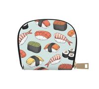 GERRIT Porta carte di credito RFID carino cane colorato carlino piccolo pelle cerniera porta carte portafoglio per donne uomini, Delizioso modello di sushi, Taglia unica