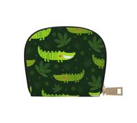 GERRIT Porta carte di credito RFID carino motivi sirena piccolo pelle cerniera porta carte portafoglio per donne uomini, Simpatico coccodrillo verde, Taglia unica