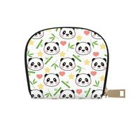 GERRIT Porta carte di credito RFID carino panda piccolo portafoglio in pelle con cerniera per donne uomini, Simpatico motivo panda, Taglia unica