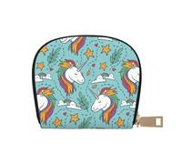 GERRIT Porta carte di credito RFID carino rosso volpi piccolo in pelle cerniera porta carte portafoglio per donne uomini, Simpatico motivo unicorno arcobaleno, Taglia unica
