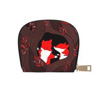 GERRIT Porta carte di credito RFID carino rosso volpi piccolo in pelle cerniera porta carte portafoglio per donne uomini, Volpi rosse carine, Taglia unica