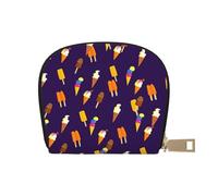 GERRIT Porta carte di credito RFID carino scimmia banana modello piccolo cuoio cerniera porta carte portafoglio per donne uomini, Delizioso gelato., Taglia unica