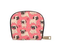 GERRIT Porta carte di credito RFID Cartoon Carlini Cuccioli Cani Divertenti Piccolo Portafoglio in Pelle con Cerniera per Donne Uomini, Carlini dei cartoni animati cuccioli cani divertenti, Taglia