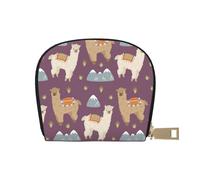 GERRIT Porta carte di credito RFID Cartoon gatto e topo piccolo portafoglio in pelle con cerniera per donne uomini, Alpaca dei cartoni animati, simpatico lama animale, Taglia unica