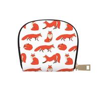 GERRIT Porta carte di credito RFID Cartoon gatto e topo piccolo portafoglio in pelle con cerniera per donne uomini, Volpe animale, Taglia unica