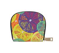 GERRIT Porta carte di credito RFID colorato motivo uccelli piccolo pelle cerniera custodia per carte portafoglio per donne uomini, Colore Lemon Pattern, Taglia unica