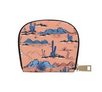 GERRIT Porta carte di credito RFID con cactus sul deserto in fiore piante grasse fiore piccolo portafoglio in pelle con cerniera per donne uomini, Cactus sul fiore delle piante grasse in fiore nel