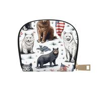 GERRIT Porta carte di credito RFID con gru ad acquerello e fiore piccolo portafoglio in pelle con cerniera per donne uomini, Acquerello Animali e noi Bandiera, Taglia unica