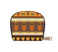 GERRIT Porta carte di credito RFID con stampa in stile africano piccolo portafoglio in pelle con cerniera per donne uomini, Stampe stile africano, Taglia unica