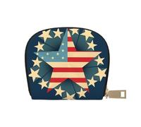 GERRIT Porta carte di credito RFID creativo bandiera americana piccola custodia in pelle cerniera portafoglio per donne uomini, Bandiera americana creativa, Taglia unica