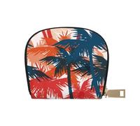 GERRIT Porta carte di credito RFID cuore rose fiori modello piccolo pelle cerniera porta carte portafoglio per donne uomini, Boschi forestali hawaiani, Taglia unica