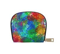 GERRIT Porta carte di credito RFID ghiande e foglie piccolo portafoglio in pelle con cerniera per donne uomini, Colori astratti Splash Pittura, Taglia unica