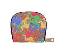 GERRIT Porta carte di credito RFID Nota musicale piccolo portafoglio in pelle con cerniera per donne uomini, Scimmie multicolori, Taglia unica