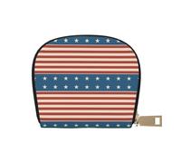GERRIT Porta carte di credito RFID retrò bicicletta piccola pelle cerniera porta carte portafoglio per donne uomini, Retro American Patriotic, Taglia unica