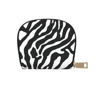GERRIT Porta carte di credito RFID rosa mimetico piccolo portafoglio in pelle con cerniera per donne uomini, Zebra Bianca e Nera, Taglia unica