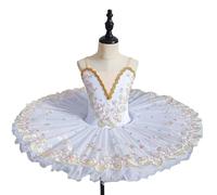 GeRRiT Professionale Ballet Tutu Ragazze Piatto Pancake Tutu Ballerina Vestito da Festa Adulto Donne Bambino Bambini Balletto Danza Costume,Bianca,160