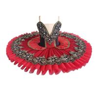 GeRRiT Ragazza Balletto Professionale tutù, Rosso Ballerina Vestito da Partito per Le Donne Adulte Bambino Bambini Piatto Pancake tutù Ragazze Balletto Danza Costume,Rosso,170