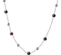 GeRRiT S925 Collana in Argento Dolce Granato Perla Collana Elegante e Minimalista Catena Clavicle, Argento