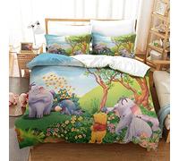 Gerrit Set Di Biancheria Da Letto 3 Pezzi Winnie The Pooh Modello Set Copripiumino In Super Morbido E Traspirante Lpoallergenico Microfibra Per Bambino E Adulti Con Lampo E Federa Singolo 135x200