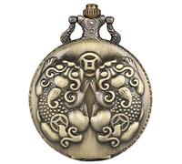GeRRiT Vintage Donna Uomo Per Collana Orologio da Tasca Unisex, Novità Bronzo Mitico Animale Selvatico Truppe Coraggiose Orologio da Tasca al Quarzo Collana retrò Orologio con P