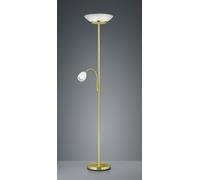 GERRY PIANTANA CON LAMPADA DA LETTURA METALLO OTTONE OPACO CON DIFFUSORI VETRO BIANCO H. 180CM 2 LUCI ATTACCO E27 E E14