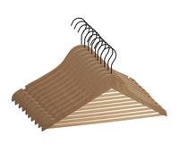 GERSO 10x Appendiabiti in legno robusto con barra per pantaloni e scanalature