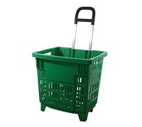 GERSO - Carrello spesa 55 litri con ruote Cestino spesa in plastica ABS, mobile, di colore verde