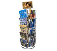 Gerso - Porta Cartoline ruotabile da Banco, 18 Scomparti 105x150mm Orizzontale e Verticale Espositore per biglietti di auguri, supporto cartoline, adesivi, vendita al dettaglio, metallo argento