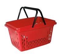 GERSO - Set 5 Cestini Spesa Plastica 40L con 2 Staffe, Colori Vari Rosso