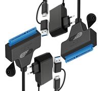 GERUI Adattatore SATA USB, SATA a USB, compatibile con hard disk esterni e interni, SSD/HDD 2,5 3,5 pollici, compatibile con alimentatore di rete da 12 V 2 A, compatibile con Windows, Mac e Linux