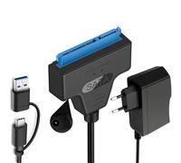 GERUI Adattatore SATA USB, SATA a USB, compatibile con hard disk esterni e interni, SSD/HDD 2,5 3,5 pollici, compatibile con alimentatore di rete da 12 V 2 A, compatibile con Windows, Mac e Linux