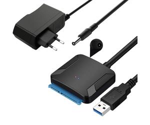 GERUI Adattatore USB 3.0 a SATA, Super Speed 2.5"/3.5" HDD/SSD Disco Rigido Driver Convertitore/Cavo Adattatore SATA Unità Ottica con Adattatore di Alimentazione 12 V/2 A