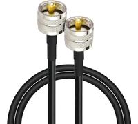 GERUI Cavo di prolunga UHF 2 m - PL-259 maschio a maschio - Cavo coassiale RG58 con conduttore in rame per radio, antenna, misuratore e caricamento manichino