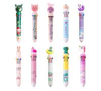 GERUI Confezione da 10 penne colorate 10 in 1 a scomparsa, penna a sfera creativa e dolce cartone animato, 10 colori per ufficio, studenti, materiale scolastico, bambini, infermieri
