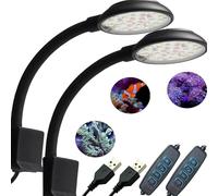 GERUI Lampada per acquario, lampada da acquario con luce bianca e blu, 7 W per acquari 20-40 cm con illuminazione acquario, adatta per piante acquatiche e acquari d'acqua dolce, confezione da 2