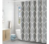GERUIKE Tenda Doccia Antimuffa 180x180 cm, Tenda per Doccia con Anelli, Poliestere Tende Doccia con Pesi, Tenda Vasca da Bagno Tessuto Lavabile, Impermeabile e Facile da Pulire, Grigio Ombre