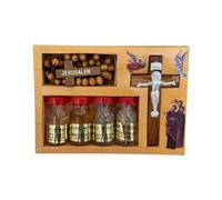Gerusalemme Benedizione Kit Bottiglie & Croce dalla Terra Santa