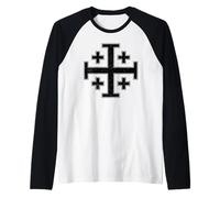 GERUSALEMME Croce Cinque Volte TEMPLARE del Cavaliere Maglia con Maniche Raglan